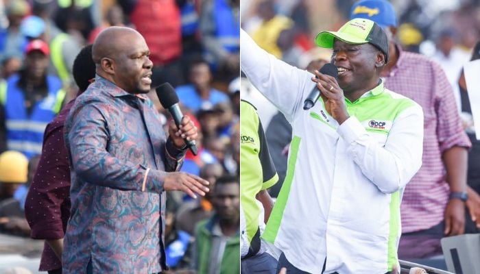 File image of Saboti MP Caleb Amisi (left) and former Deputy President Rigathi Gachagua.